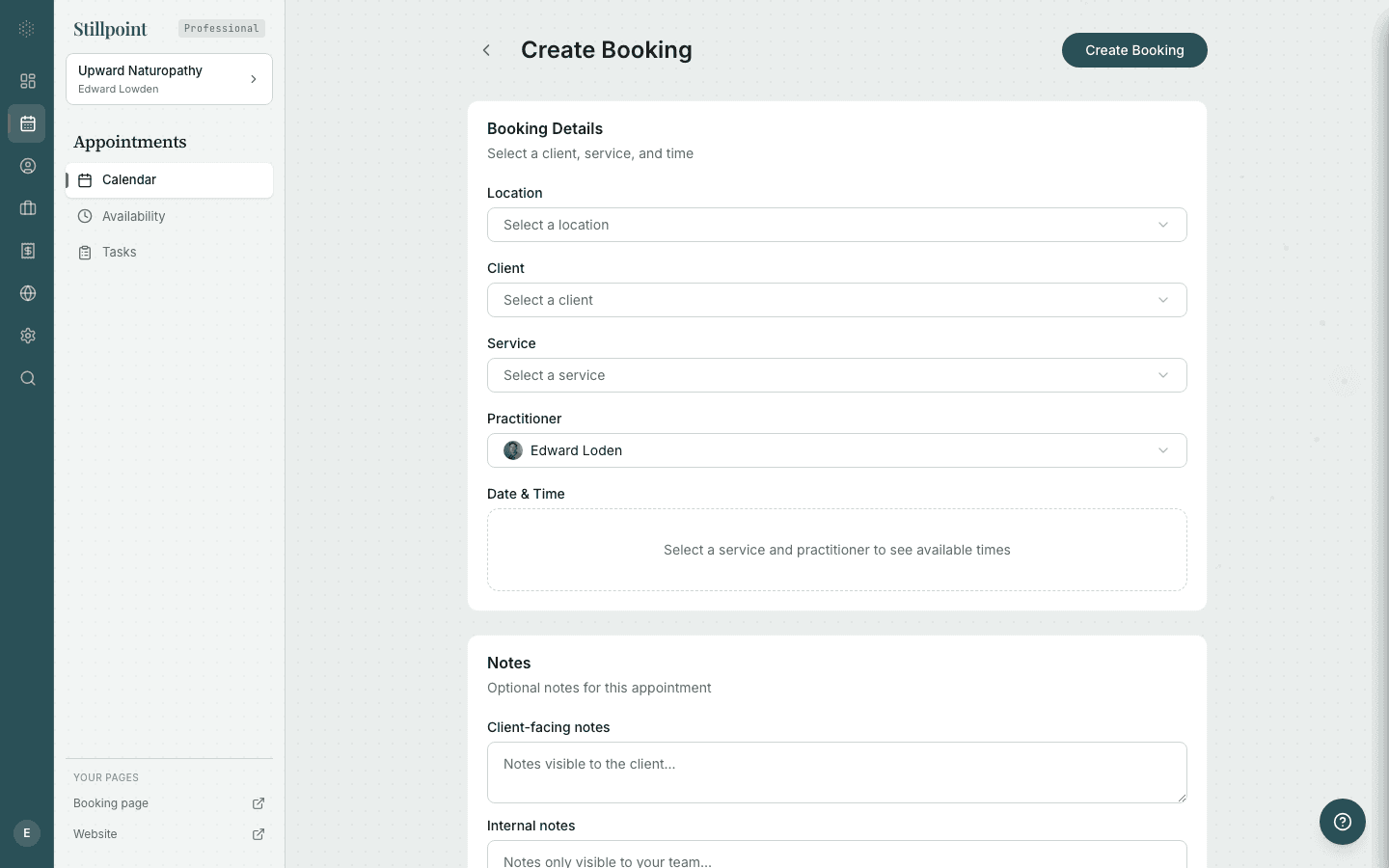 Create a Booking