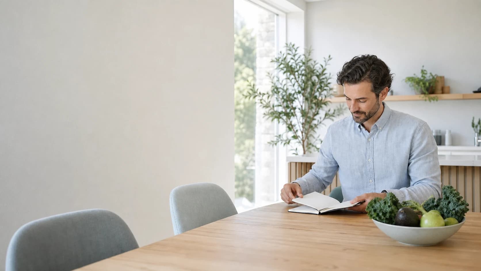 Illustration of a nutritionist reviewing a meal plan with a client
