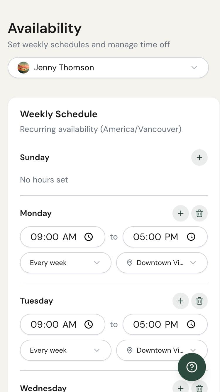 Service templates on mobile