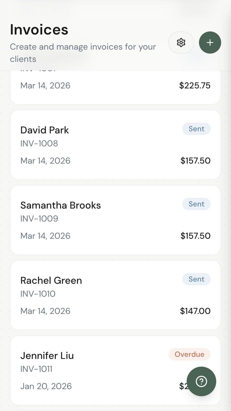 Invoice detail view showing paid status and line items