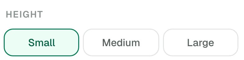 Small, medium and large image-header heights, with Small selected