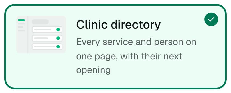 Clinic directory layout selected in the booking editor