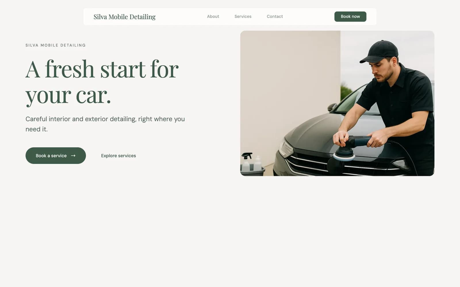 Silva Mobile Detailing sample website with relevant imagery and online booking