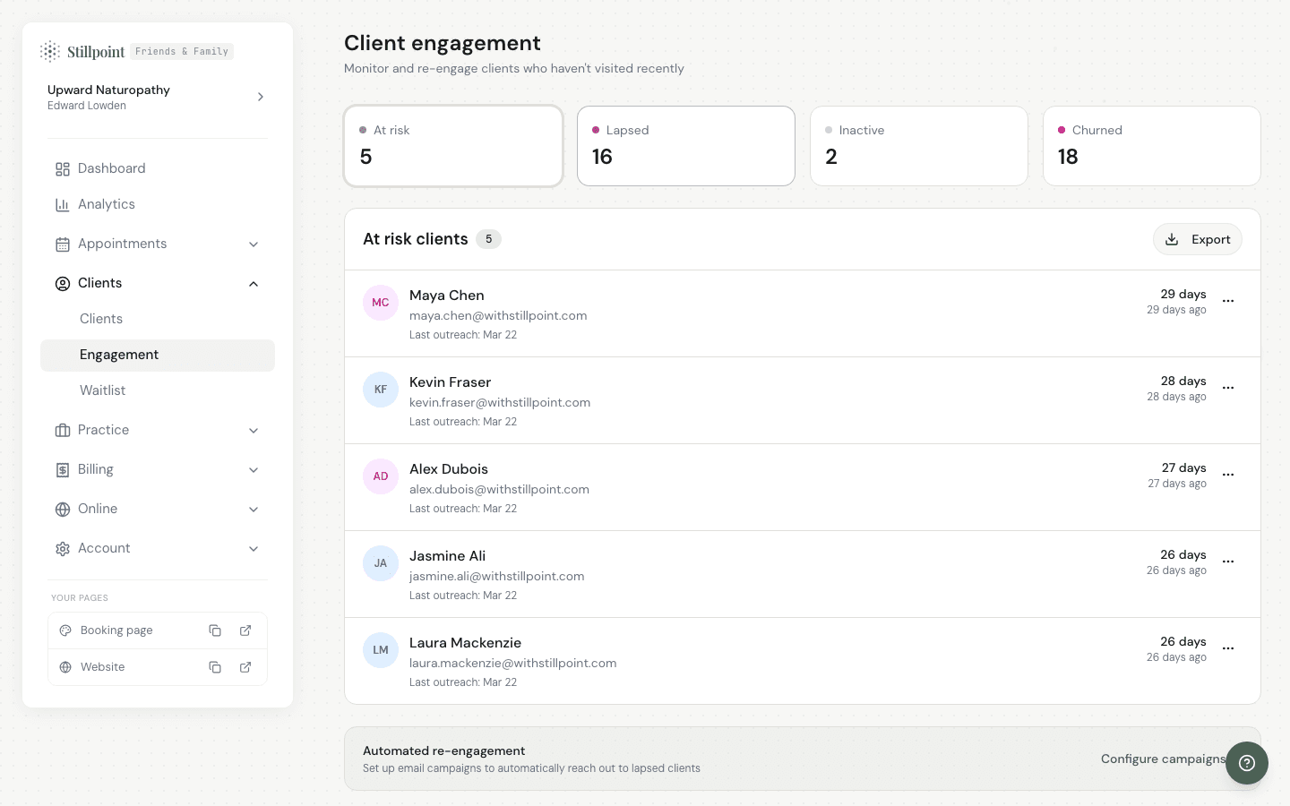 Re-engagement Campaign Settings