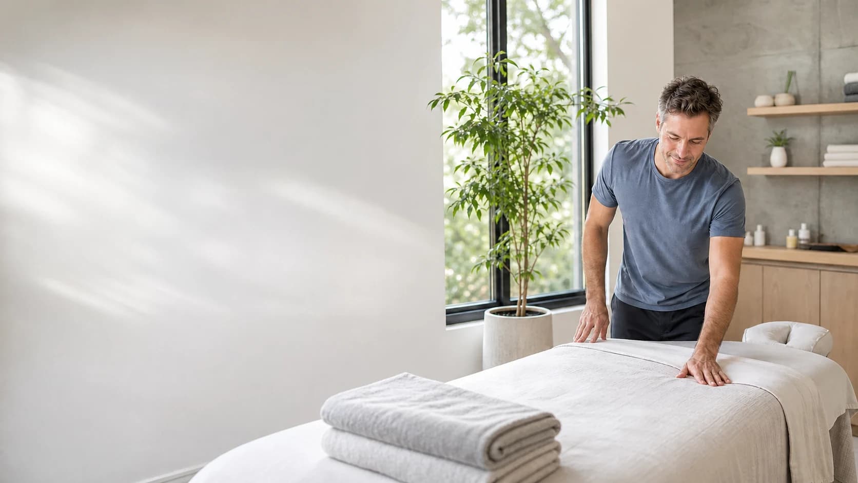 Illustration of a massage therapist working with a relaxed client