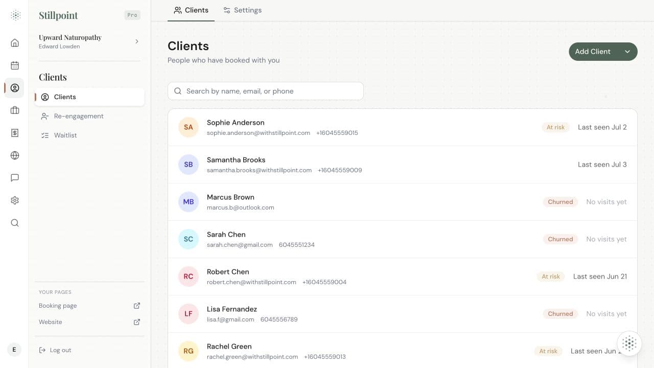 Stillpoint client list ready to receive imported practice data