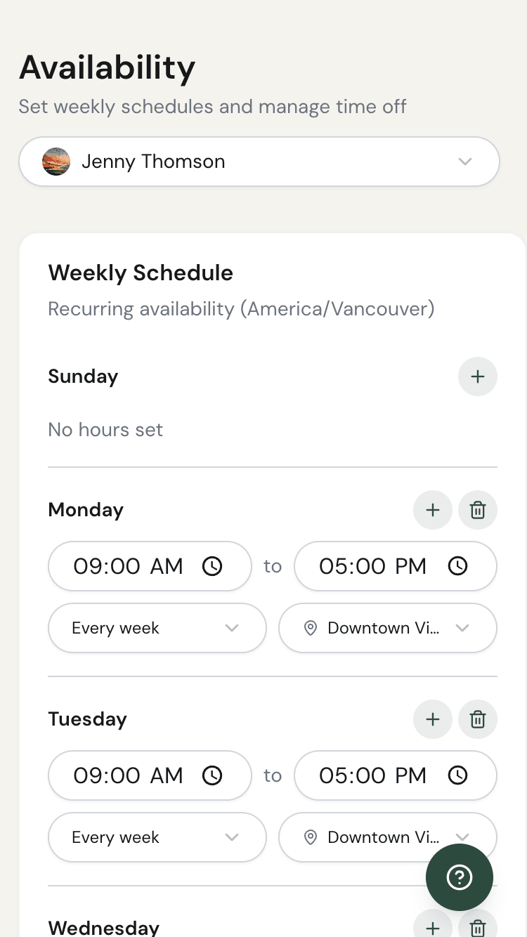 Service templates on mobile