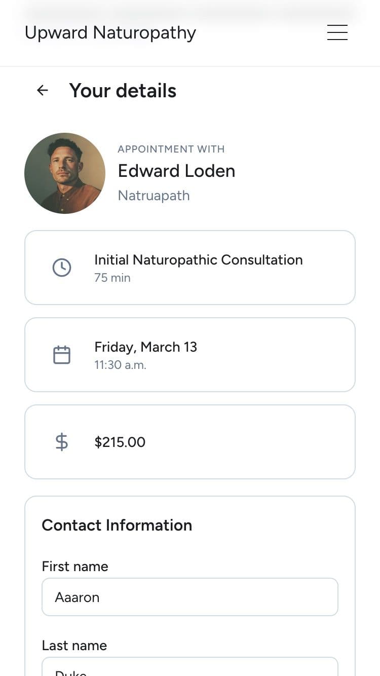 Checkout and intake step