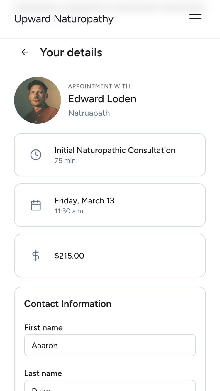 Checkout and intake step