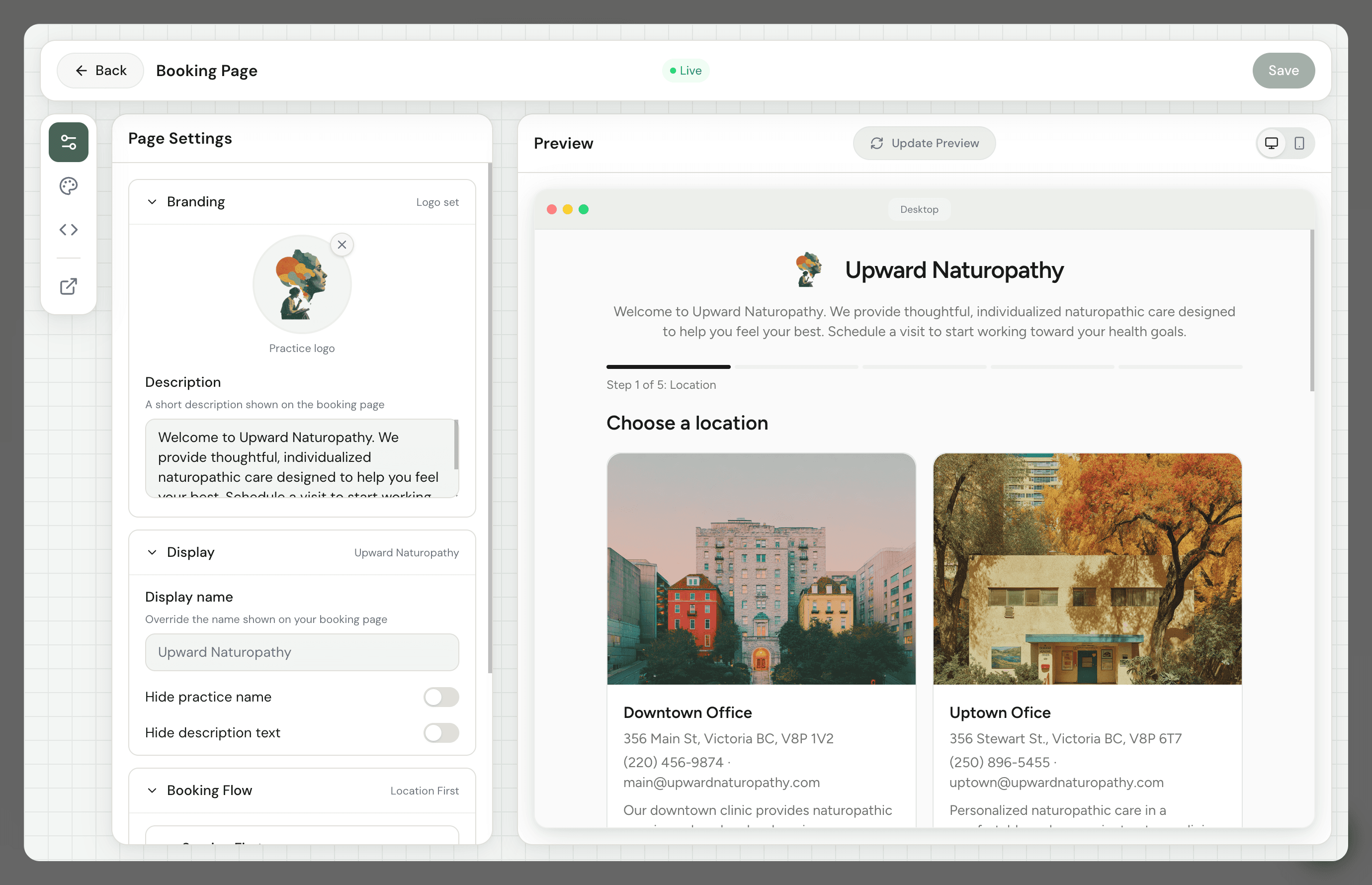 Booking website hero — the result of customization