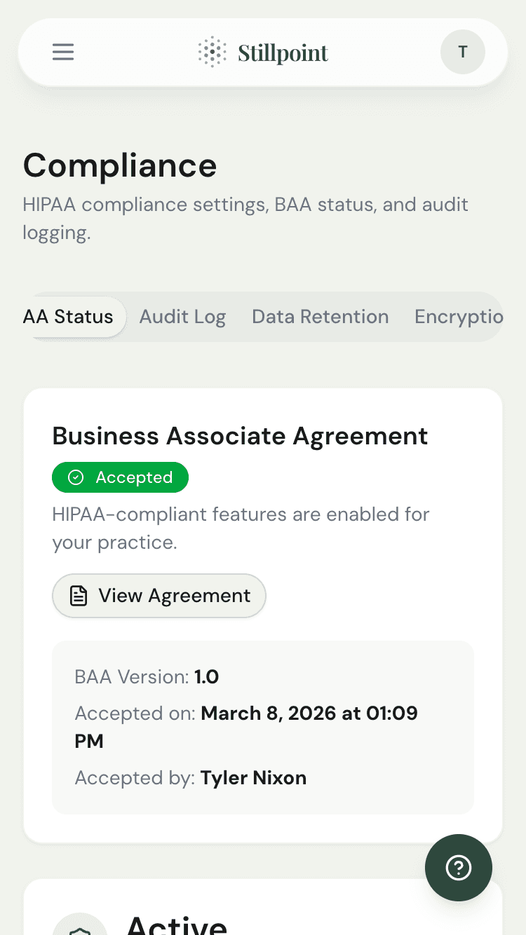 HIPAA compliance status dashboard