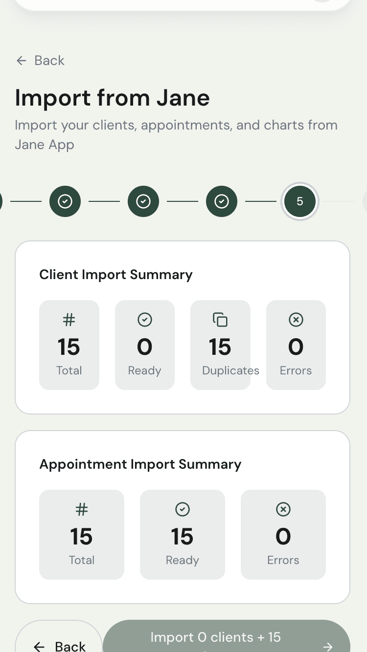 Import summary with statistics