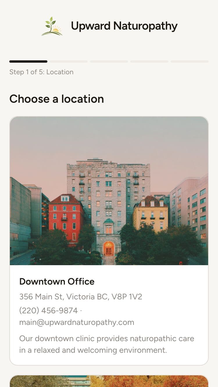 Client choosing a location during booking