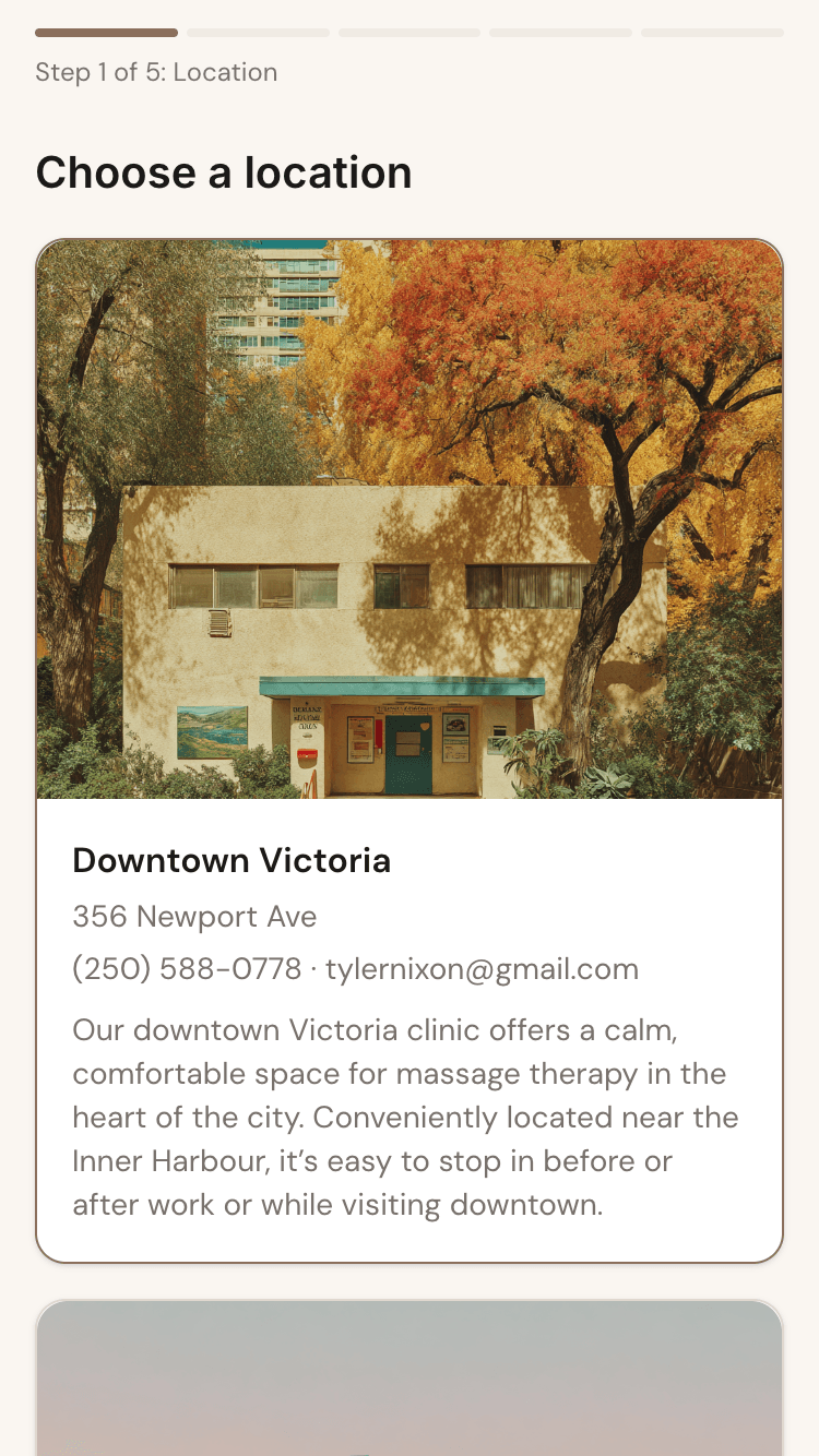 Client choosing a location during booking