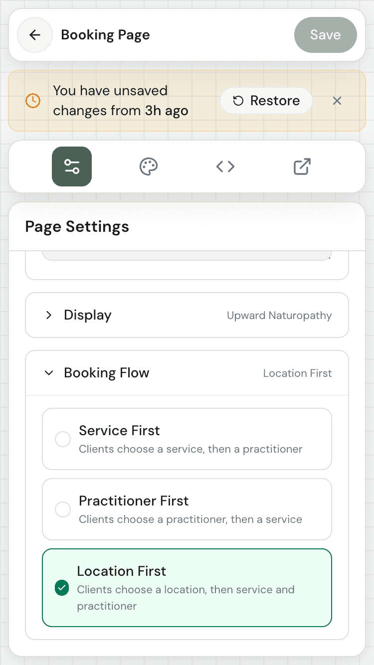 Booking flow with Location First option