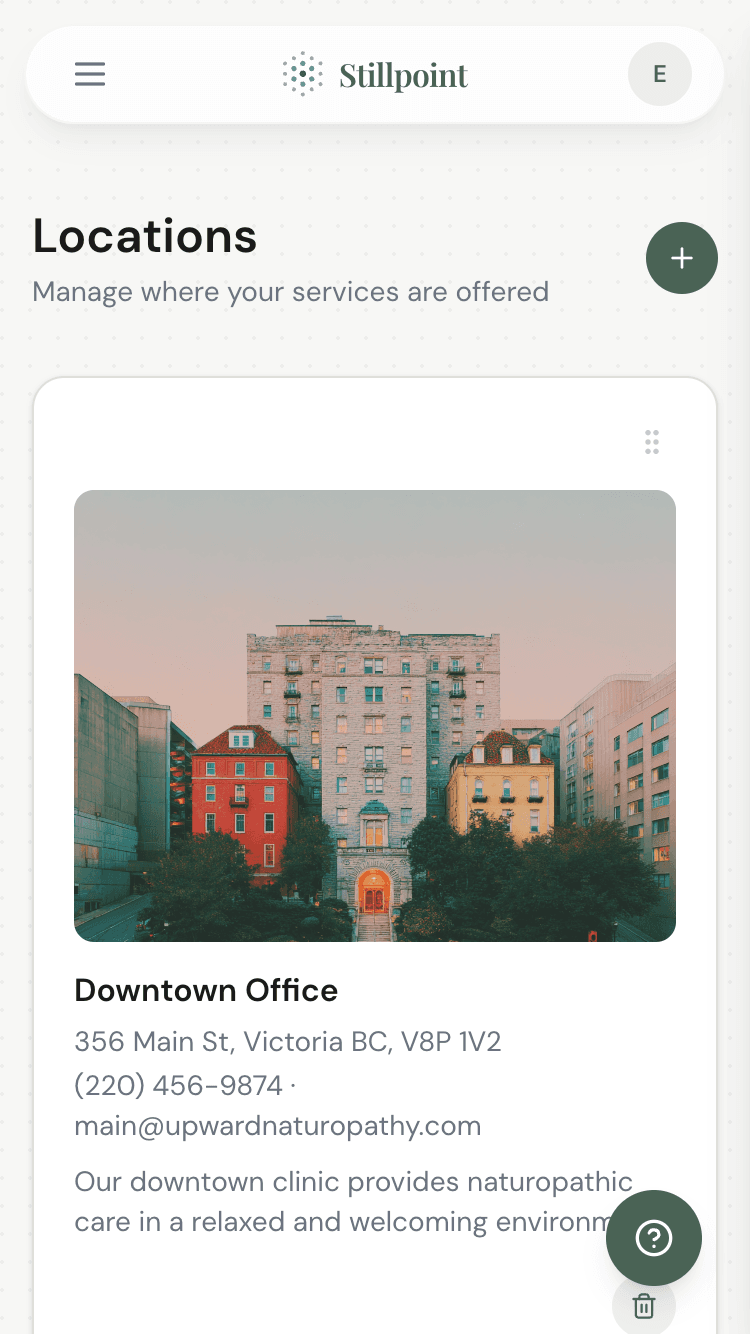Locations management list