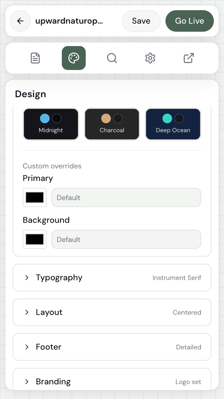 Website design customization