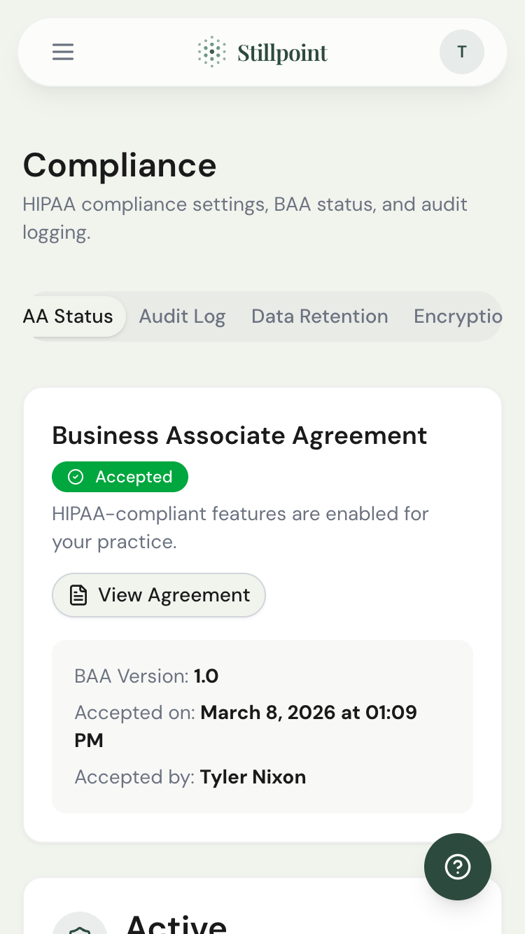 HIPAA compliance status dashboard